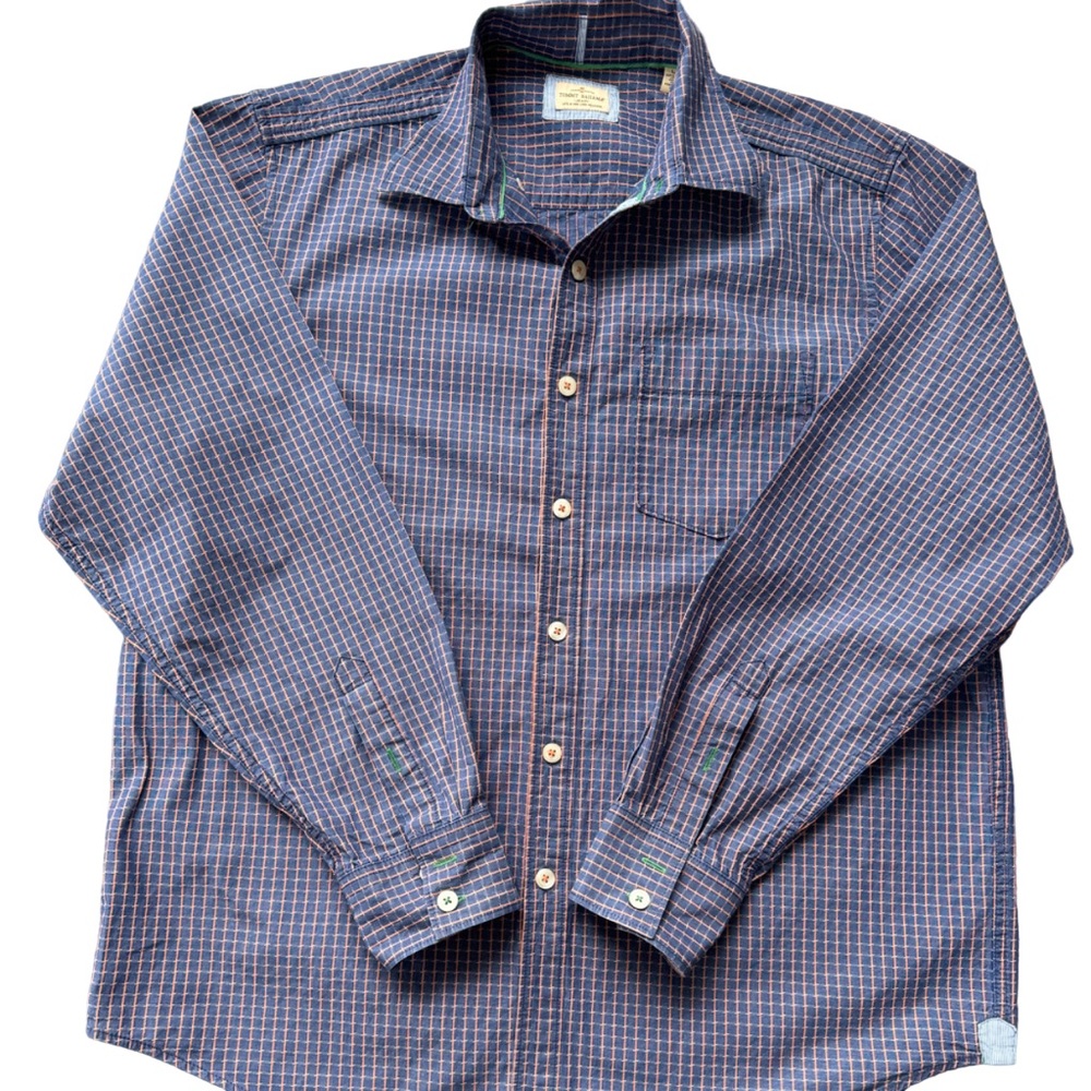 Tommy Bahama Button Up Shirt Men’s Size L Blue Striped Long Sleeve Casual